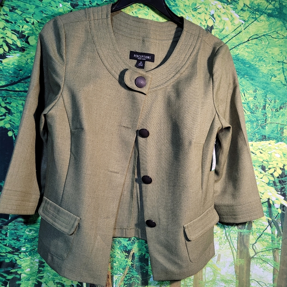 (3346-12)Perceptions NY,Jacket, green, Size 12.
